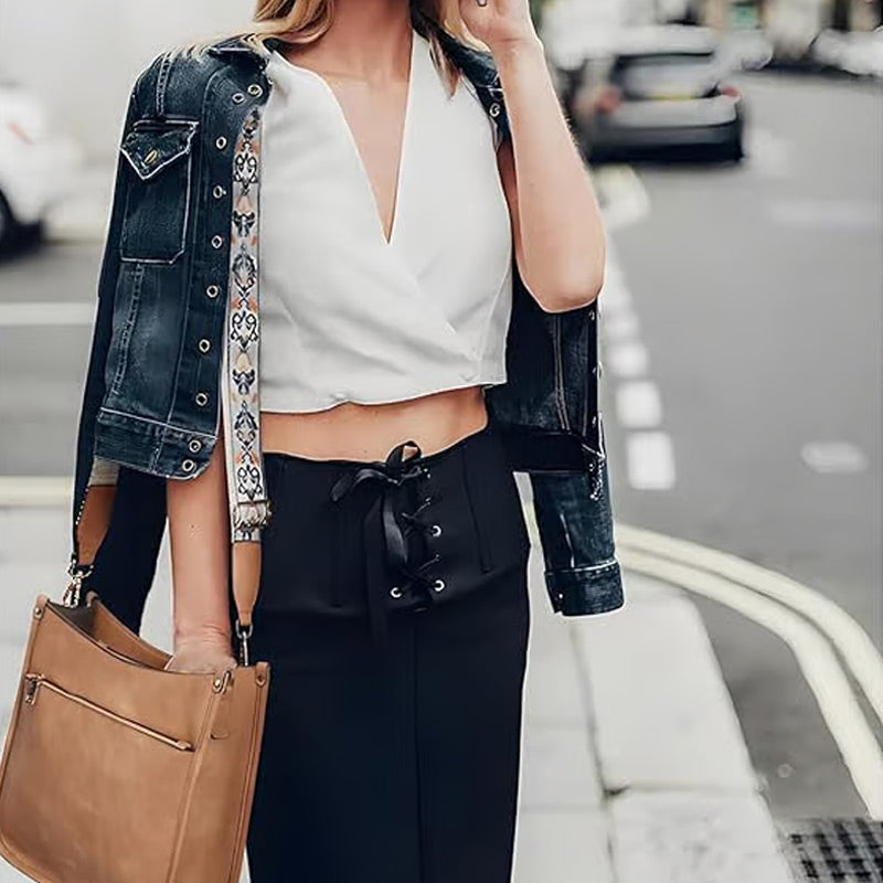 Nellie's| Leather Shoulder Bag with Colorful Strap