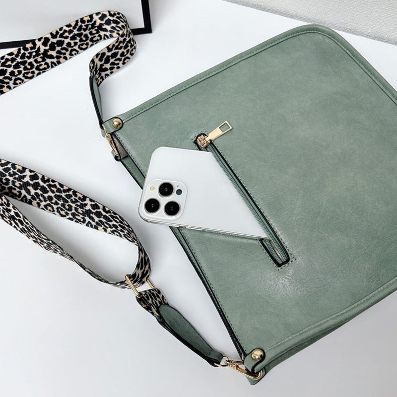 Nellie's| Leather Shoulder Bag with Colorful Strap