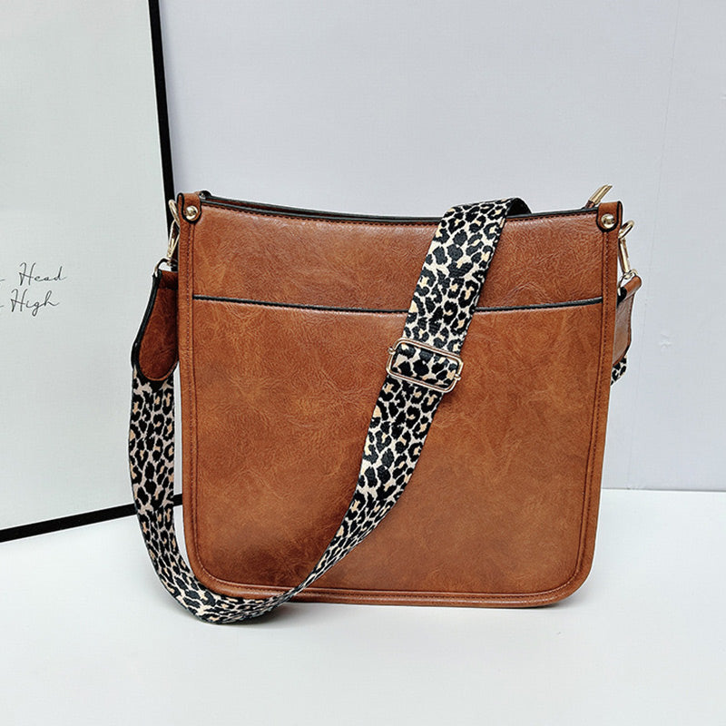 Nellie's| Leather Shoulder Bag with Colorful Strap