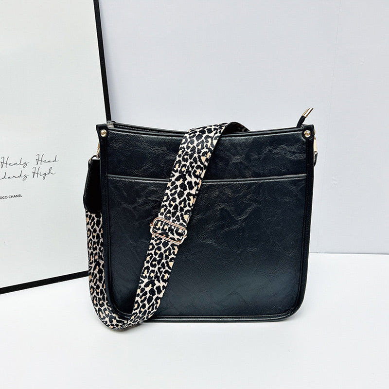 Nellie's| Leather Shoulder Bag with Colorful Strap